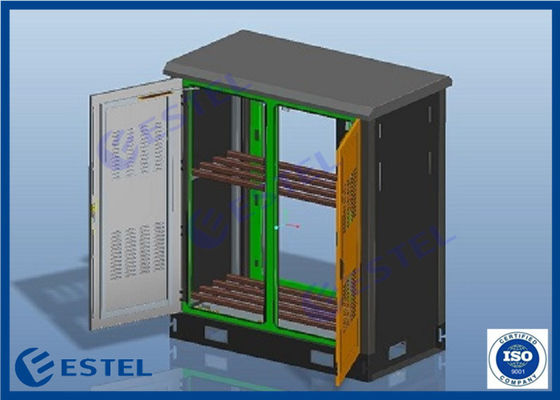 Dwuprzedziałowa zewnętrzna szafka telekomunikacyjna ISO9001, szara RAL7035